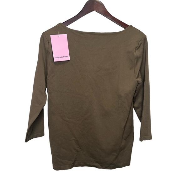 Avec Les Filles Green Scoop Neck 3/4 Sleeves Size Large XL` - Picture 2 of 4